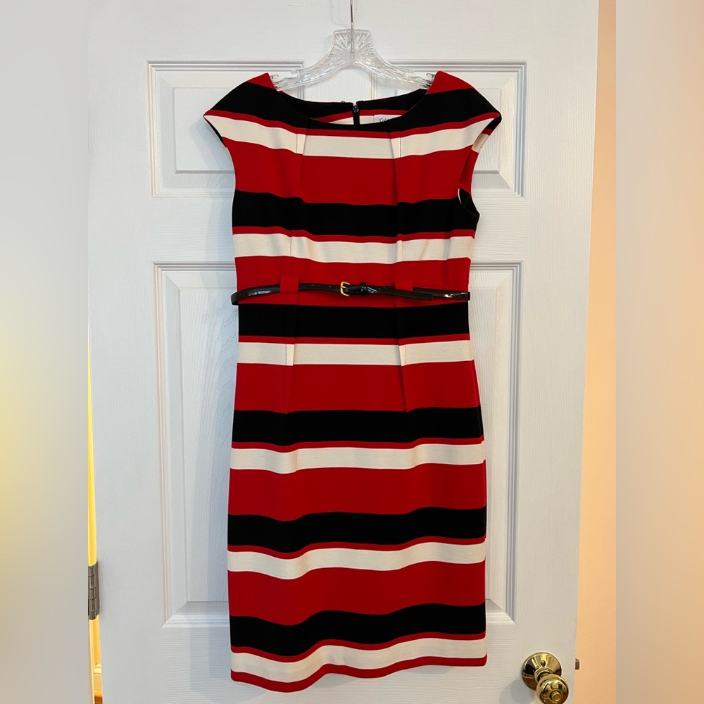 Black and white striped Calvin Klein sheath dress ♥️♠️